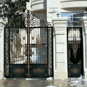 villa - door - wrought - iron - ul انتخاب درب فلزی ساده و شیک ورودی ساختمان