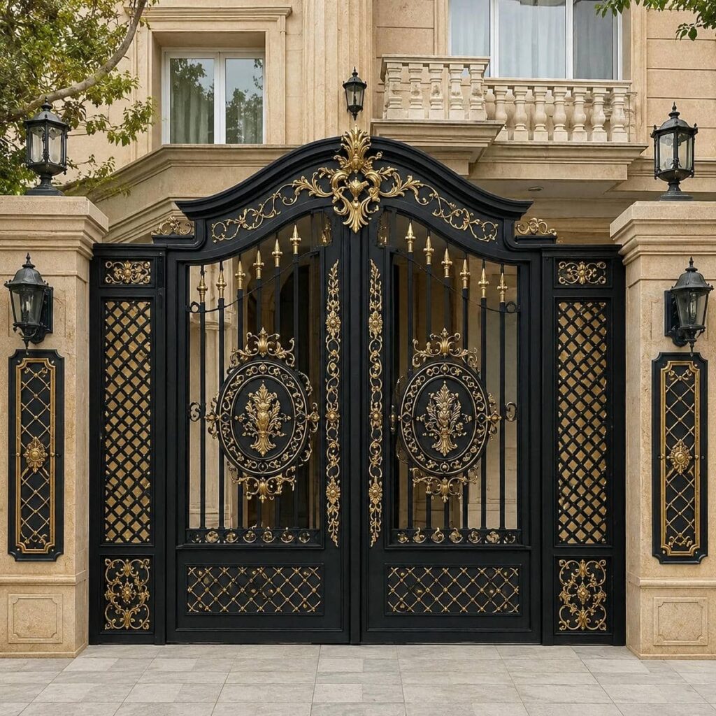 خدمات درب پارکینگ مشکی طلایی همراه با بررسی سفارش