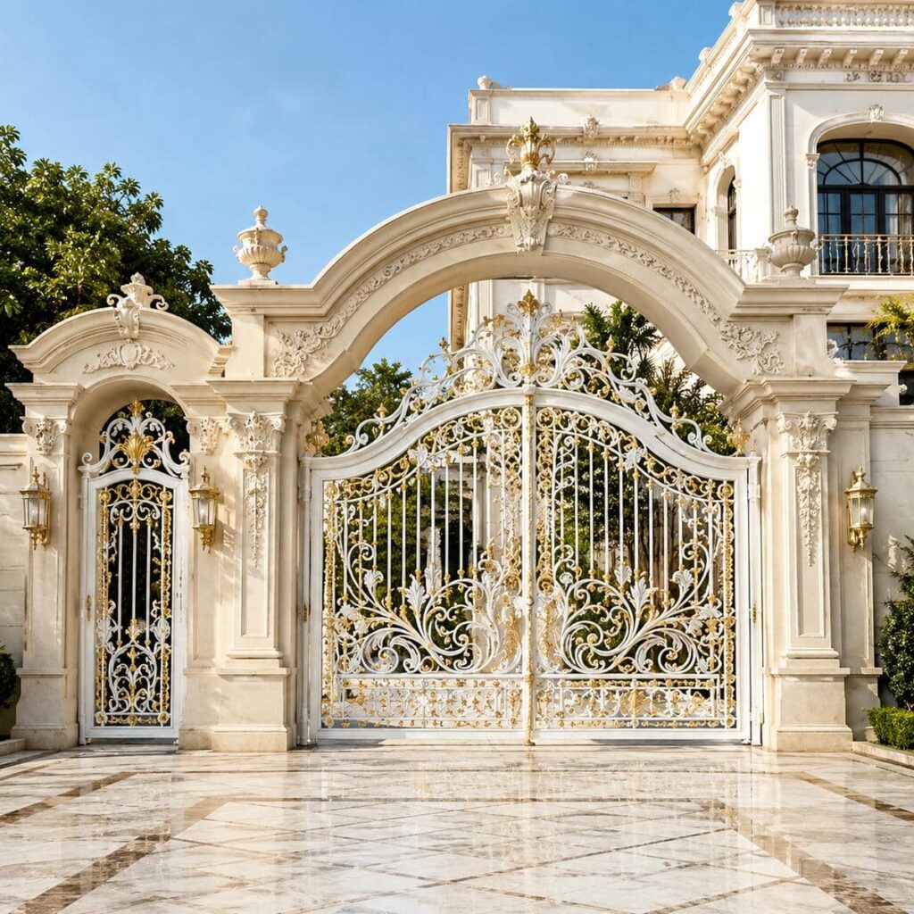 سفارش درب فلزی لاکچری نمای ویلا طرح کلاسیک