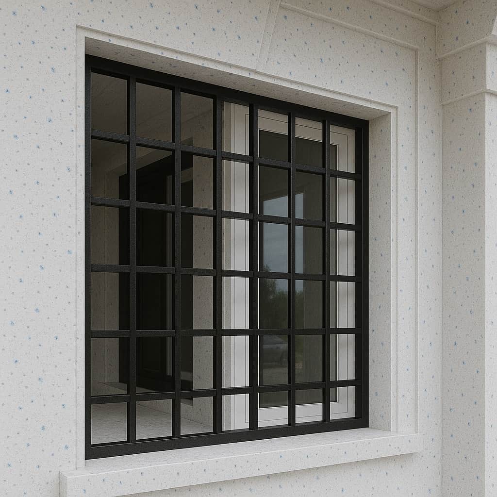 حفاظ پنجره فرفورژه با جزئیات تزئینی نما