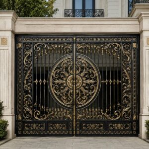 درب حیاط فلزی با طراحی ورودی